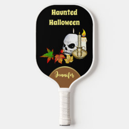 Spuk Halloween Candle Spooky Skull Maple-Blätter Pickleball Schläger