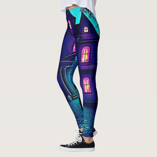 Spuk Halloween-Ghost-House-Design Leggings (Links)