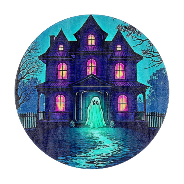 Spuk Halloween-Ghost-House-Design Schneidebrett (Vorderseite)