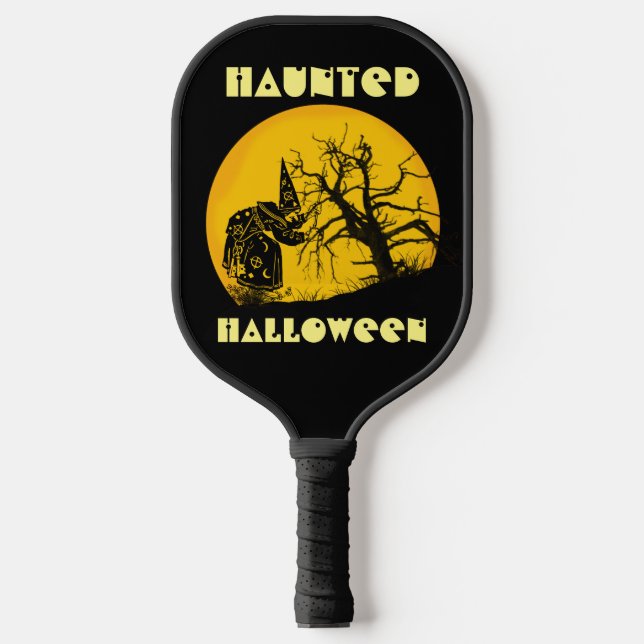 Spuk Halloween-Hexe Vollmond-Totenbaum Pickleball Schläger (Vorderseite)