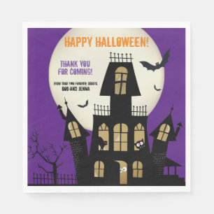 Spuk Halloween-House-Fleying Bats Lila Serviette
