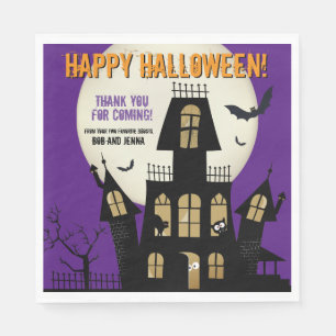 Spuk Halloween-House-Fleying Bats Lila Serviette