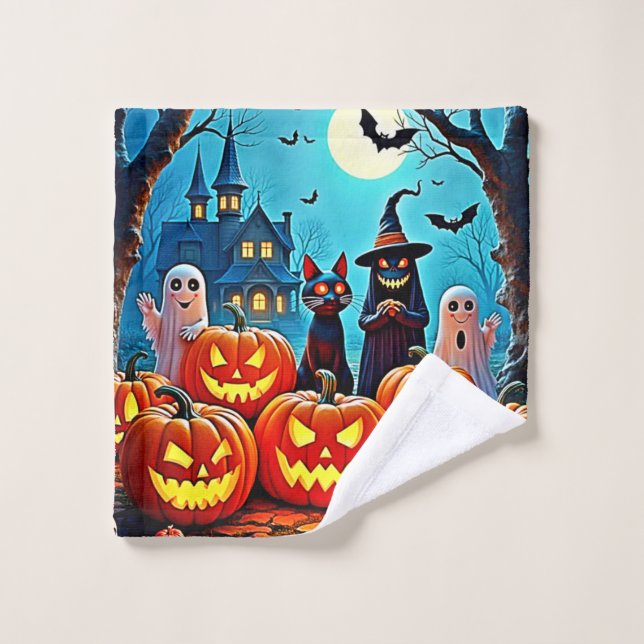 Spuk Halloween Night Design Badhandtuch Set (Waschlappen)