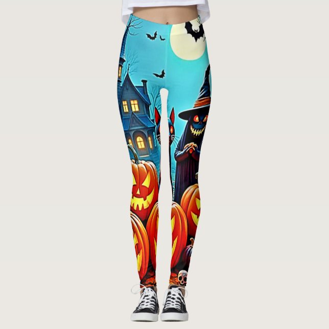 Spuk Halloween Night Design Leggings (Vorderseite)