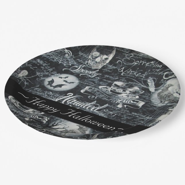 Spuk Halloween Pappteller (Schrägansicht)