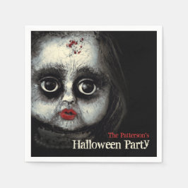 Spuk Halloween-Party der Creepy Doll mit Name Serviette