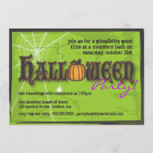 Spuk Halloween-Party Einladung Black & Green