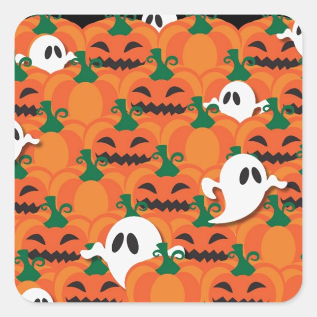 Spuk Halloween-Pumpkin-Patchghosts Quadratischer Aufkleber (Vorderseite)