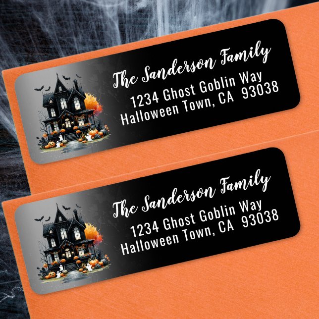 Spuk Halloween-Rücksendeadresse (Haunted House Halloween Return Address label)