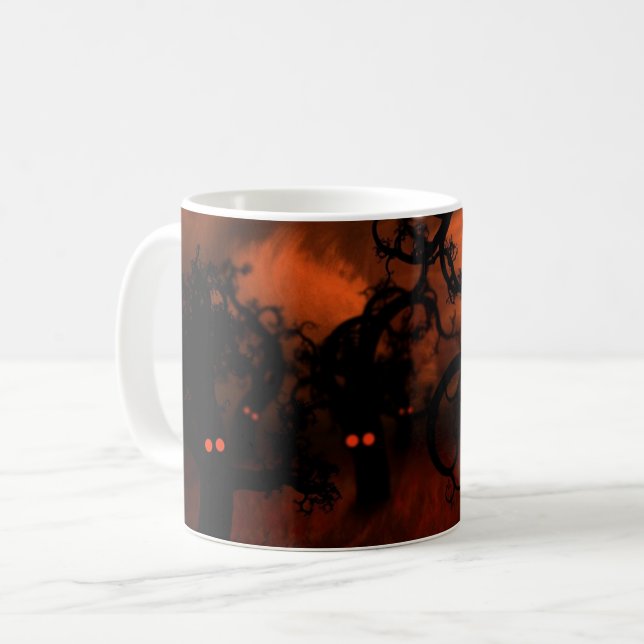Spuk Halloween Spooky Eyes Creepy Forest Trees Kaffeetasse (Vorderseite Links)