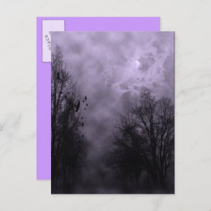 Spuk Halloween Violet Mist Sky mit Ravens Postkarte