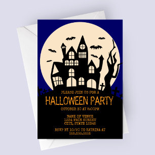 Spuk Haus auf einem Hügel Halloween-Party Einladun Einladung