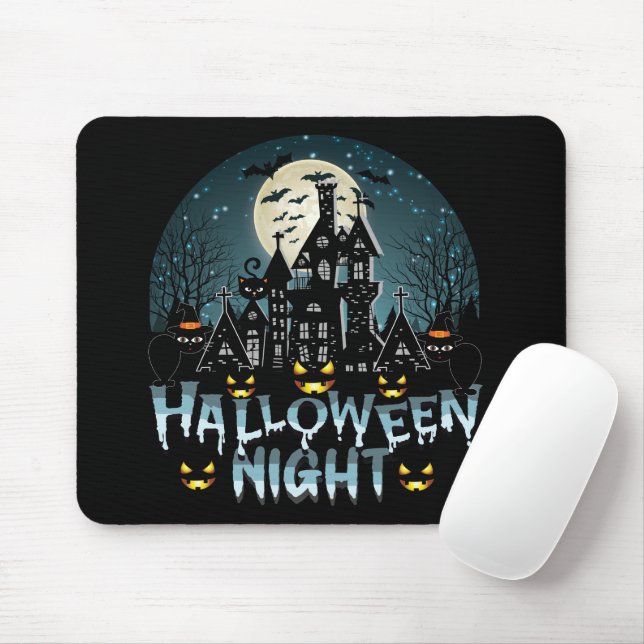 Spuk Haus, Beängstigende Halloween-Nacht Mousepad (Mit Mouse)