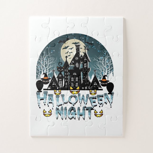 Spuk Haus, Beängstigende Halloween-Nacht Puzzle (Vertikal)