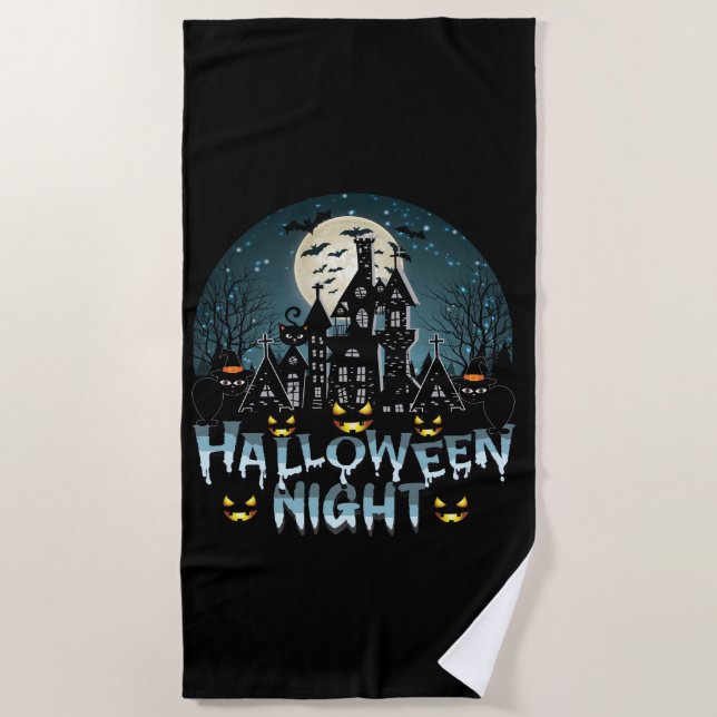 Spuk Haus, Beängstigende Halloween-Nacht Strandtuch (Vorderseite)