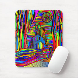 Spuk Haus Beängstigendes Abstraktes, farbenfrohes  Mousepad