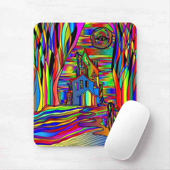 Spuk Haus Beängstigendes Abstraktes, farbenfrohes  Mousepad (Mit Mouse)