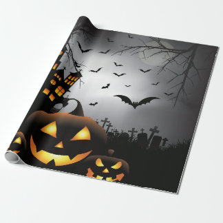 Spuk Haus des Halloweengraveyardszenen-Kürbises Geschenkpapier