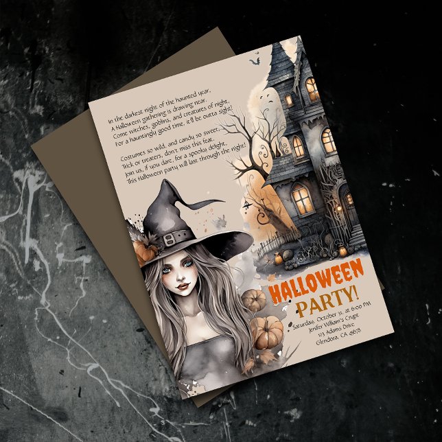 Spuk Haus | Einladung von Hexenmeistern (Elevate your upcoming event with uniquely designed Halloween invitations featuring a spooky poem!)
