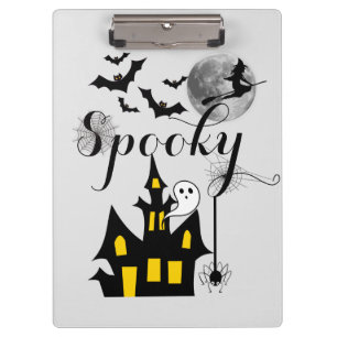 Spuk Haus Flying Hexe Spooky Halloween Klemmbrett
