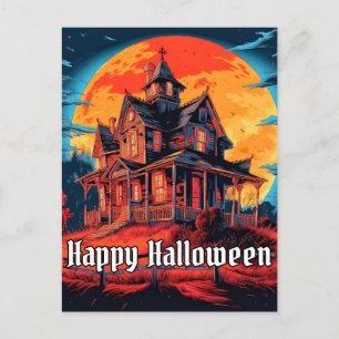 Spuk Haus   Frohe Halloween Postkarte