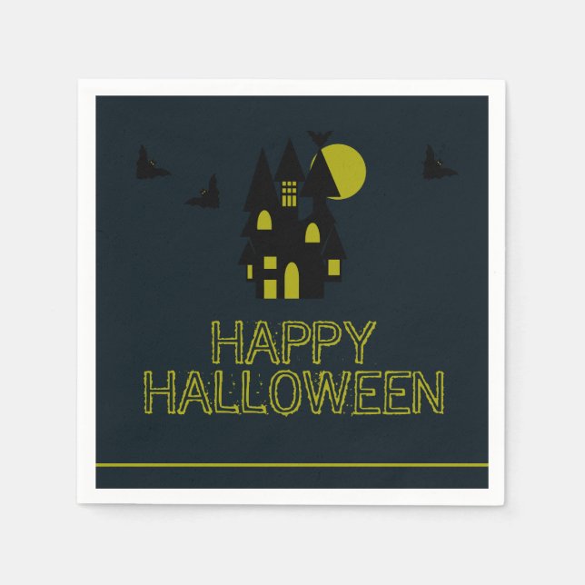 Spuk Haus, glückliches Halloween Serviette (Vorderseite)
