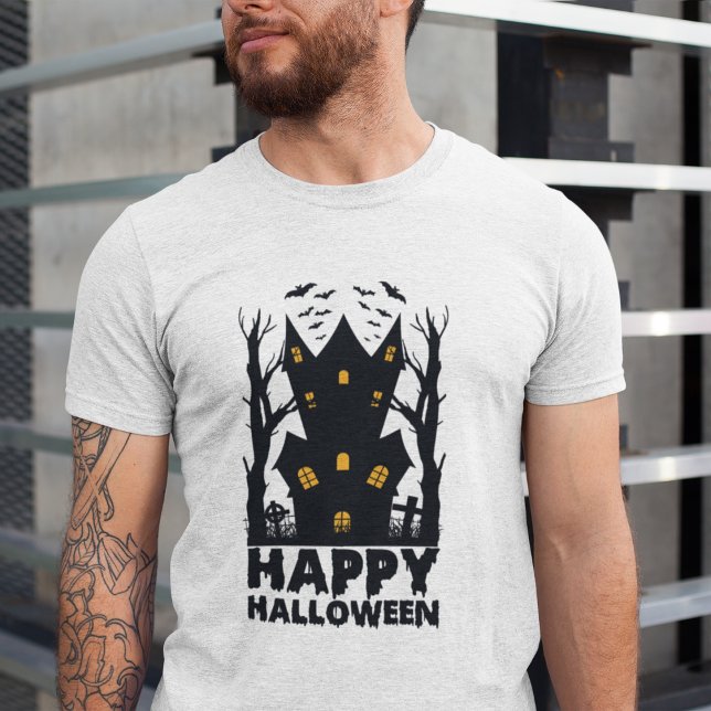 Spuk Haus: glückliches Halloween Tri-Blend Shirt (Von Creator hochgeladen)