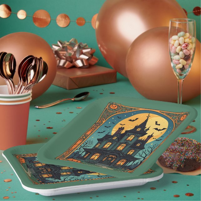 Spuk Haus - gotisches Grange Pappteller (Multi)