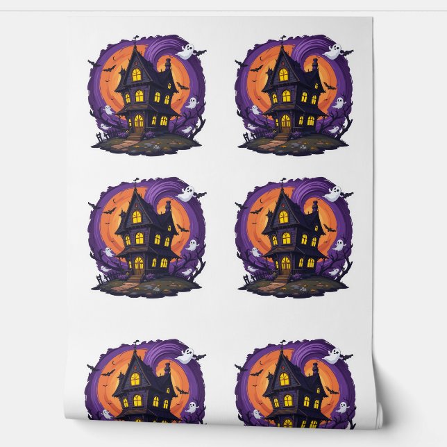 Spuk Haus Halloween Gothisch Spooky Mansion Bats Tapete (Abrollen)
