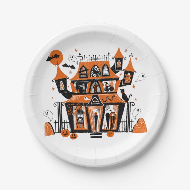 Spuk Haus Halloween Pappteller (Vorderseite)
