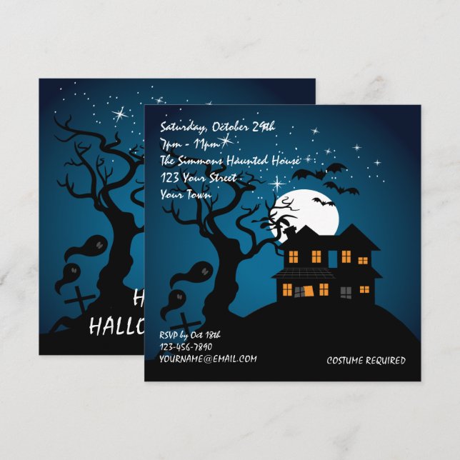 Spuk Haus-Halloween-Party Einladung (Vorne/Hinten)