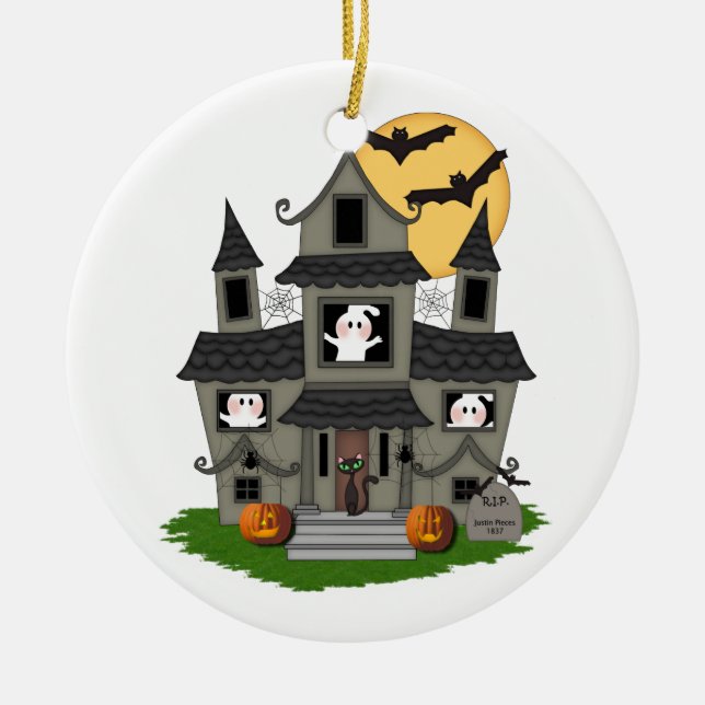 Spuk Haus Halloweens Keramik Ornament (Vorne)