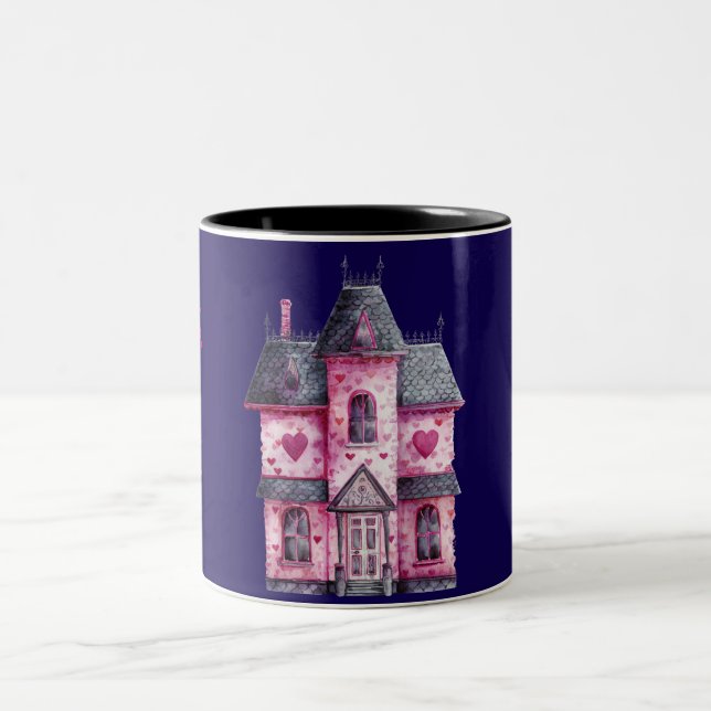 Spuk Haus in Rosa Zweifarbige Tasse (Mittel)
