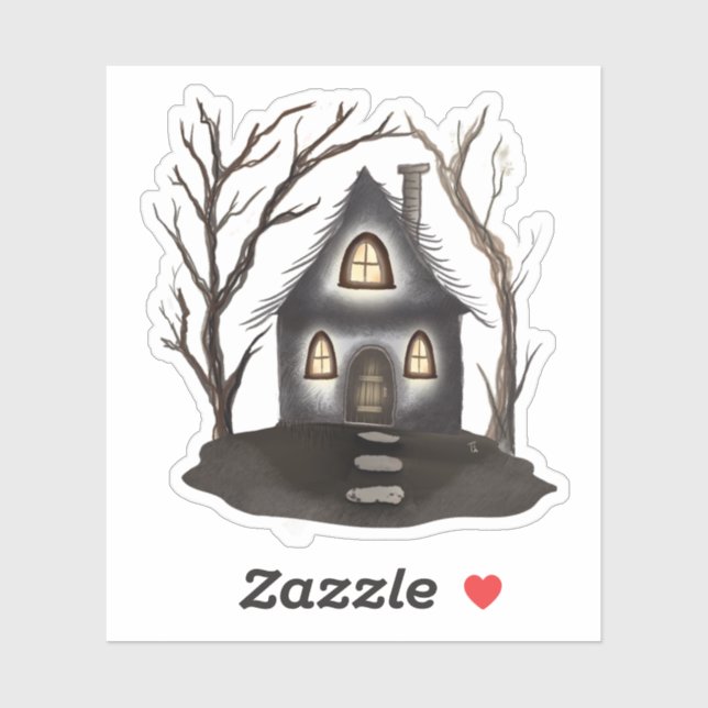 Spuk Haus mit dunklem Lehm Whimsi-Goth Aufkleber (Blatt)