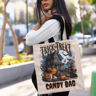 Spuk Haus mit Kürbis zu Halloween! Tragetasche