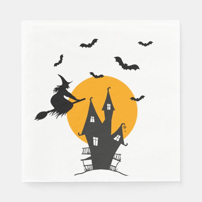 Spuk Haus mit Orange und Black Napkin Serviette (Vorderseite)