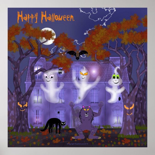 Spuk Haus mit Orbs Poster (Vorne)