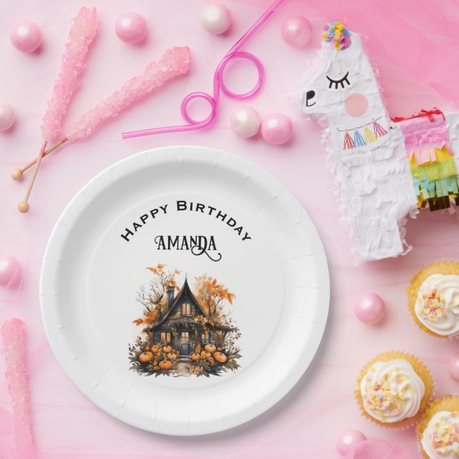 Spuk Haus mit Pumpkins Halloween Geburtstag Pappteller (Party)