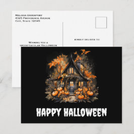 Spuk Haus mit Pumpkins Halloween Postkarte