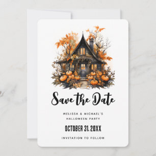 Spuk Haus mit Pumpkins Halloween Save The Date