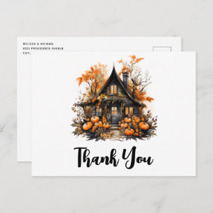 Spuk Haus mit Pumpkins Halloween Vielen Dank Postkarte