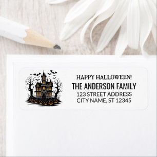 Spuk Haus mit Pumpkins und Fledermäusen Halloween