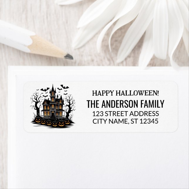 Spuk Haus mit Pumpkins und Fledermäusen Halloween (Insitu)