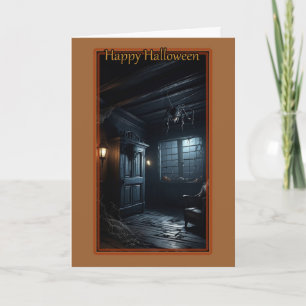 Spuk Haus mit Riesenspinner Halloween-Karte Karte