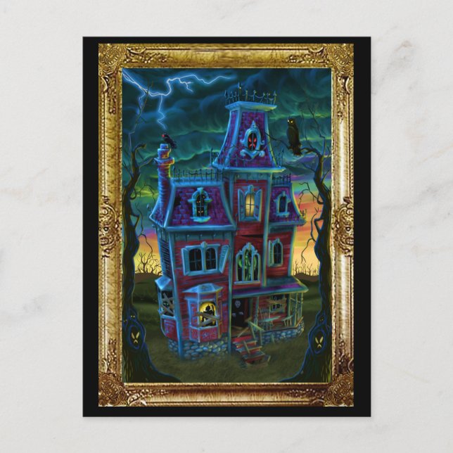 Spuk Haus Portrait Postkarte (Vorderseite)