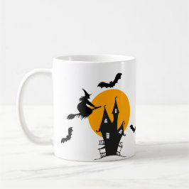 Spuk Haus Rotzunge Orange & Schwarzes Halloween Kaffeetasse