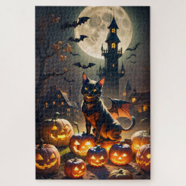 Spuk Haus, Schwarzes Katzenmatte, Jack-o-Laternen Puzzle