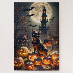 Spuk Haus, Schwarzes Katzenmatte, Jack-o-Laternen Puzzle
