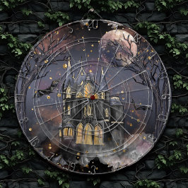 Spuk Haus | Spooky Vollmondbaum und Fledermäuse Dartscheibe