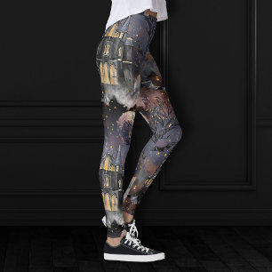 Spuk Haus   Spooky Vollmondbaum und Fledermäuse Leggings